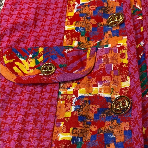 VNTG Carole Little Red and Yellow Blazer Vibrant Suit Jacket - Picture 6 of 10